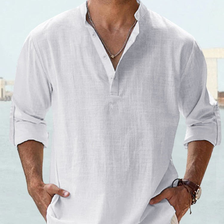 Men's Casual Linen Shirt - Spring Autumn Summer Wear Modern Gentlemen gents Shirts Distinguished Fine Apparel