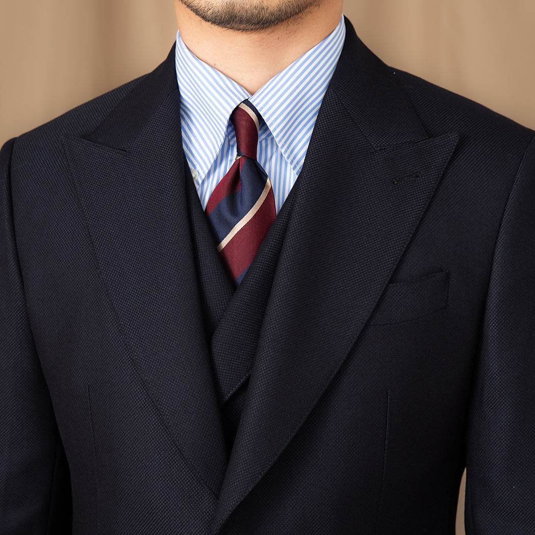 Men’s Navy Blue Slim Fit Three Piece Suit – Casual Gentleman Style with a Modern Twist gents suit Distinguished Fine Apparel