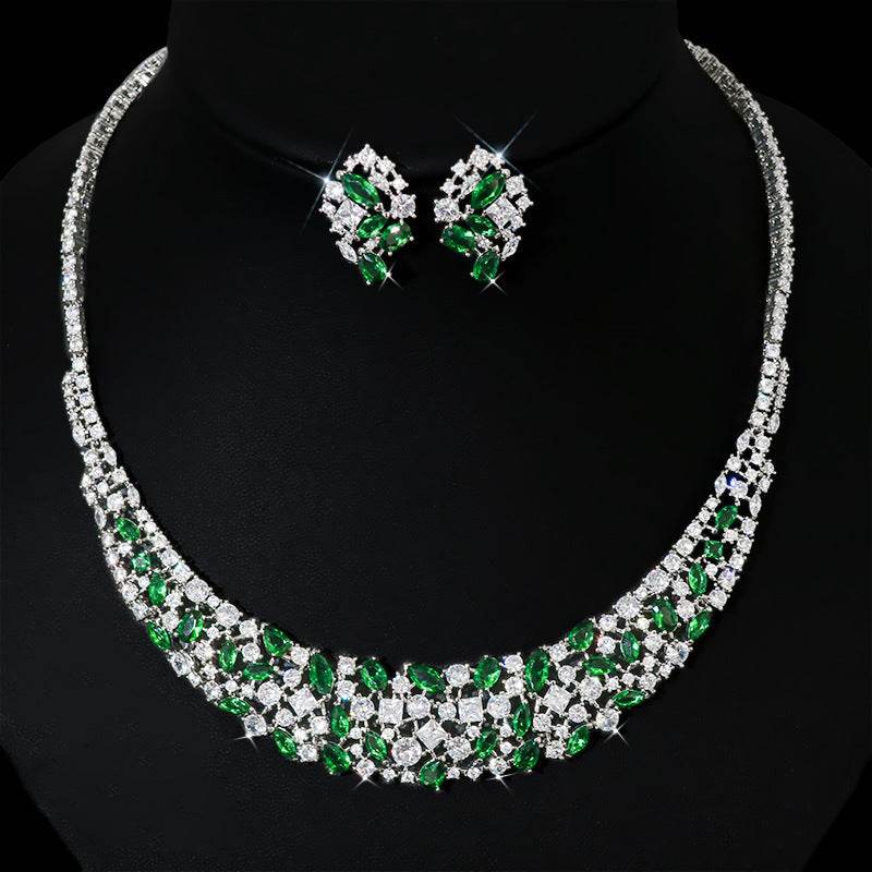 Simple Graceful Zircon Necklace & Earrings Set – Effortless Shine for Every Moment jewelry set Distinguished Fine Apparel
