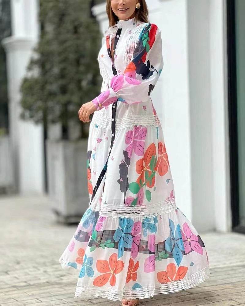 Women's Floral Printed Maxi Dress – Spring & Summer Boho Elegance ladys dresses Distinguished Fine Apparel