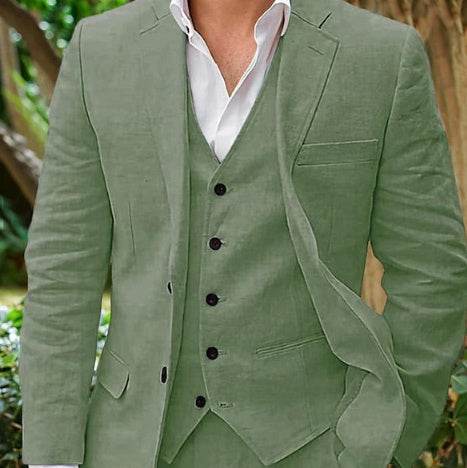 Men’s Linen Suit – Business Casual Style for Weddings & Summer Banquets gents suit Distinguished Fine Apparel