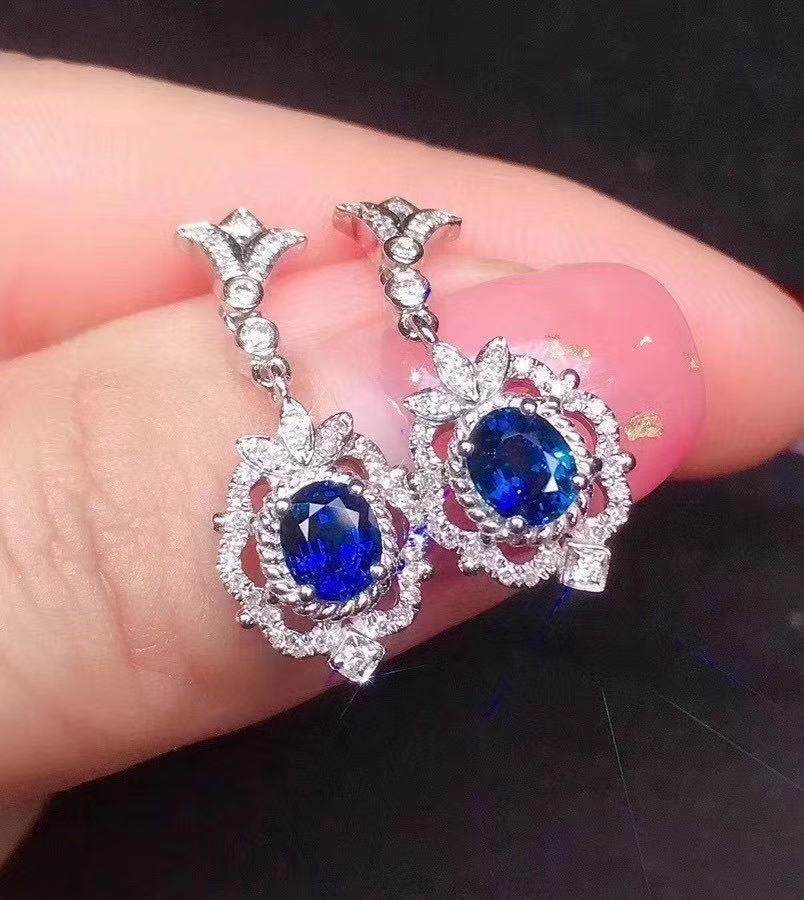 Natural Sapphire Inlaid Earrings – Timeless Elegance in 925 Sterling Silver ladys earrings Distinguished Fine Apparel