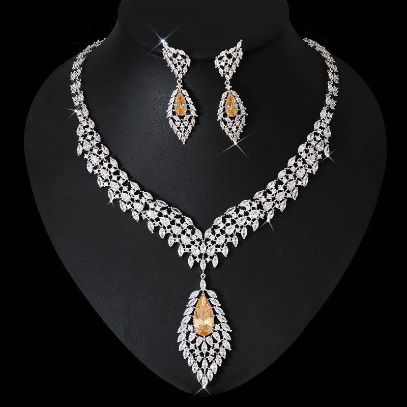 Zircon Wings Jewelry Set – Elegant Earrings & Necklace for Modern Women jewelry set Distinguished Fine Apparel
