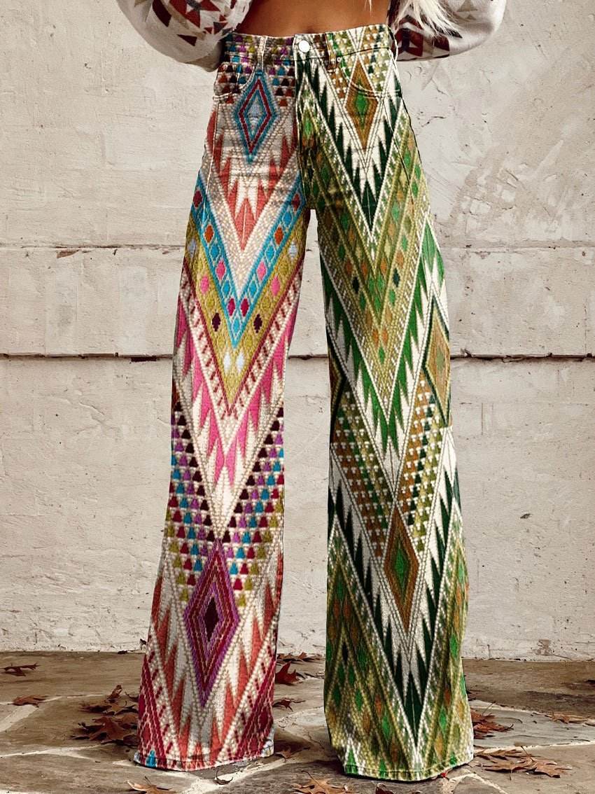 Women's Wide-leg Casual Trousers - Eccentric 3D Printed Statement Pants ladys pants Distinguished Fine Apparel