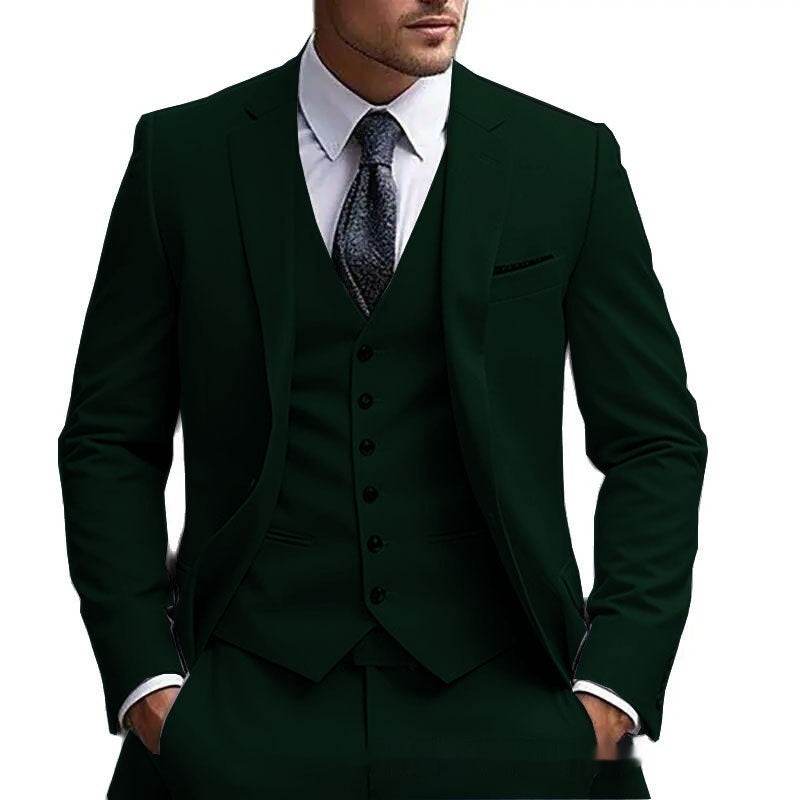 Gentlemen's European And American Style Plus Size Foreign Trade Three-piece Suit gents suit Distinguished Fine Apparel Green 5XL