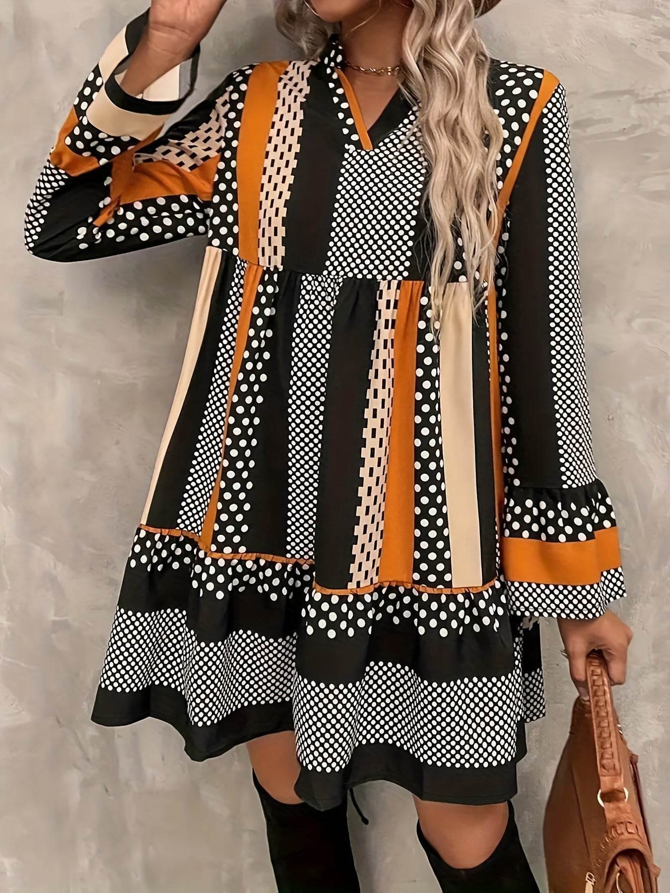 European And American Women's V-neck Dress - Modern Engaging Gorgeous ladys dresses Distinguished Fine Apparel