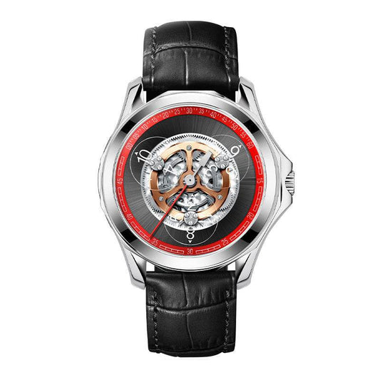 30% Off Automatic Eccentric Gentlemen's Timepiece - Exquisite, Distinctive, and Elegant gents watches Distinguished Fine Apparel Silver red