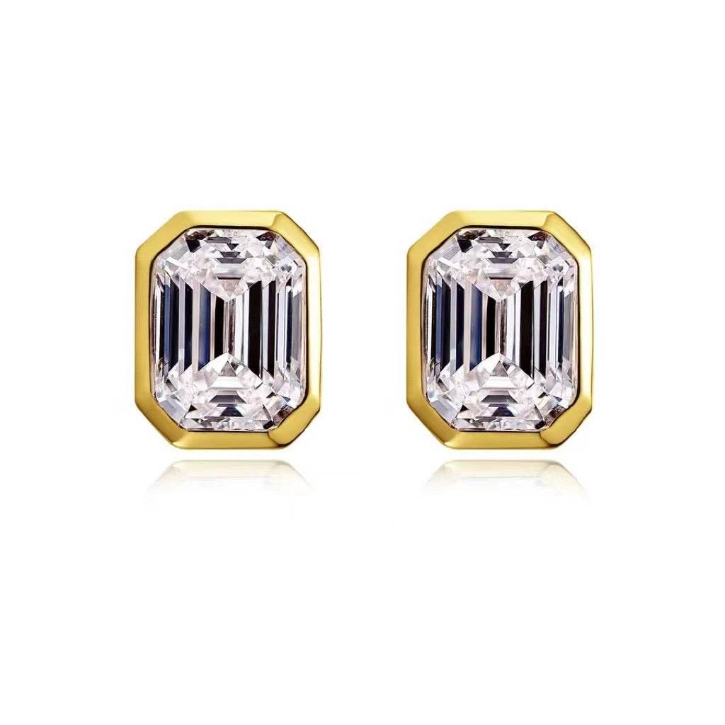 Retro 1 Carat Pagoda Stud Earrings – Rose Gold, Ladies Daily Jewelry ladys accessorys Distinguished Fine Apparel Yellow Gold