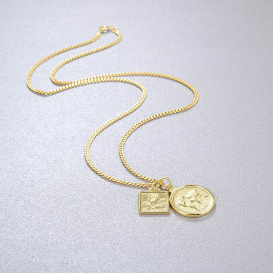 Coin Gold Necklace – 925 Silver with 18K Gold Plating gents accessorys Distinguished Fine Apparel