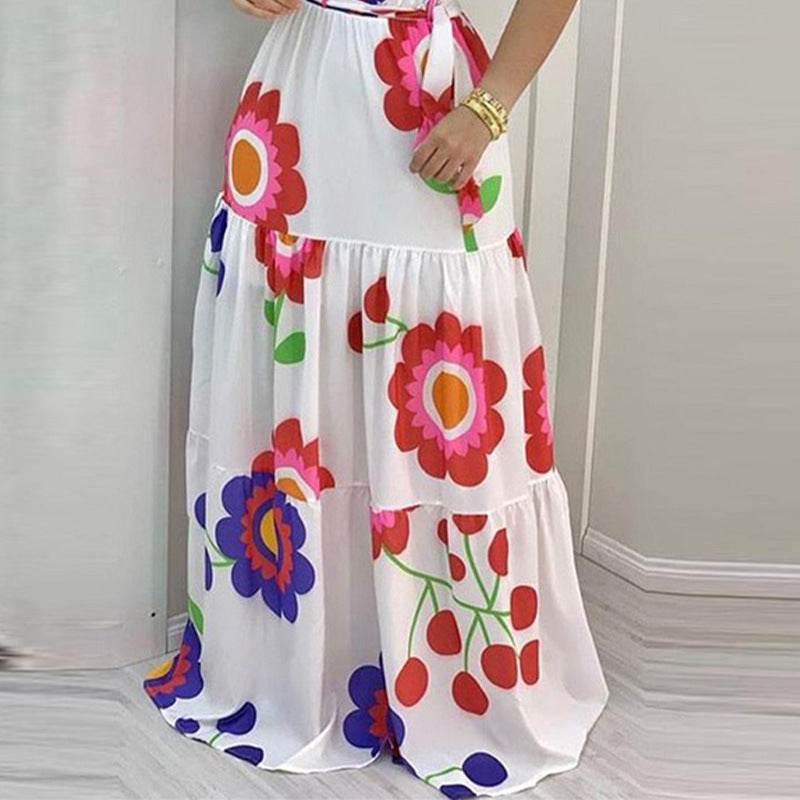 Plus Size Women's Summer Lace-up Vest - High-waisted Skirt Set ladys dresses Distinguished Fine Apparel