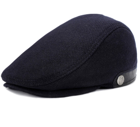 Woolen Cheesecutter Herringbone Pattern Adjustable mens hats Distinguished Fine Apparel Navy blue stripes Adjustable