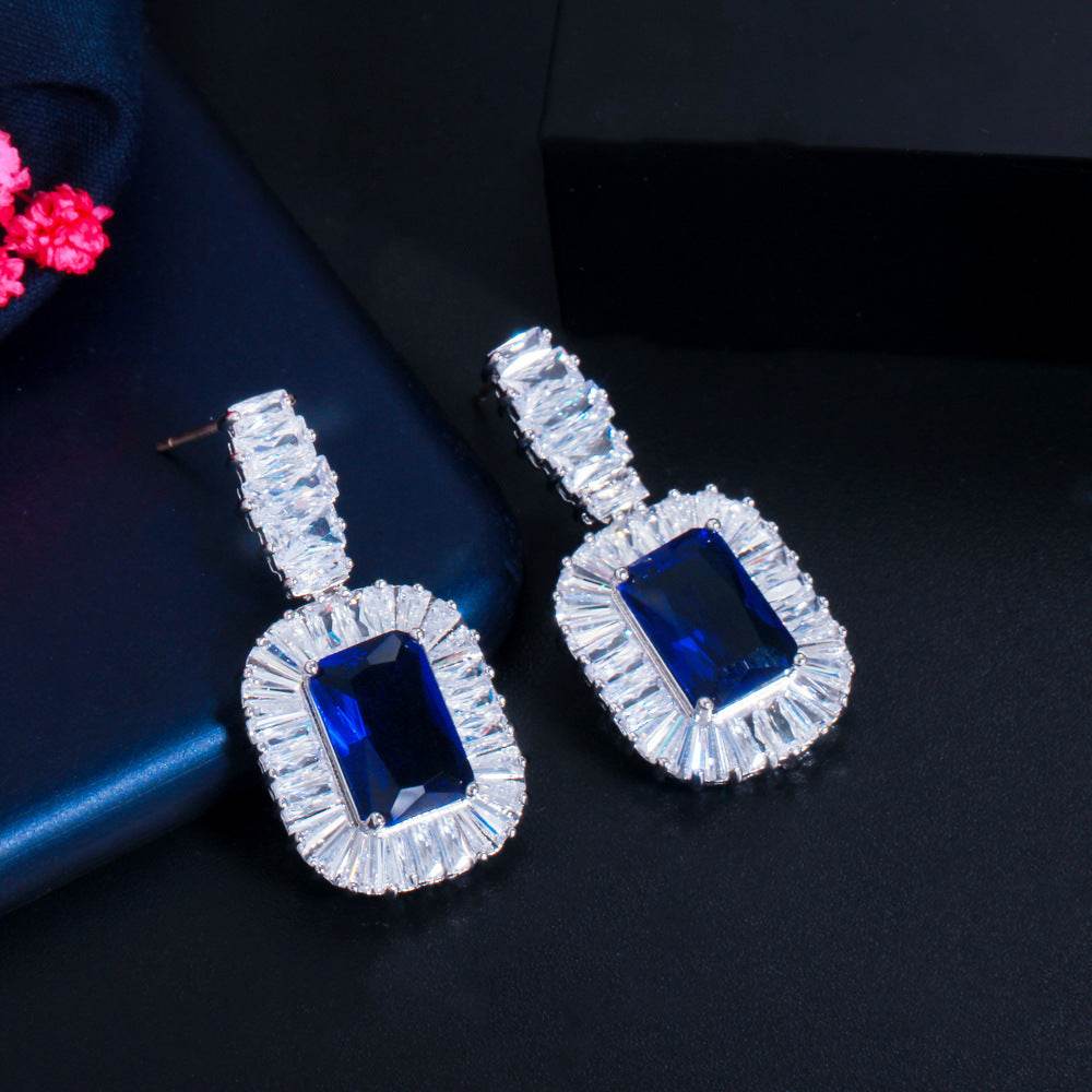 Platinum Zircon Earrings & Necklace Set – Elegant Sparkle for Any Occasion jewelry set Distinguished Fine Apparel