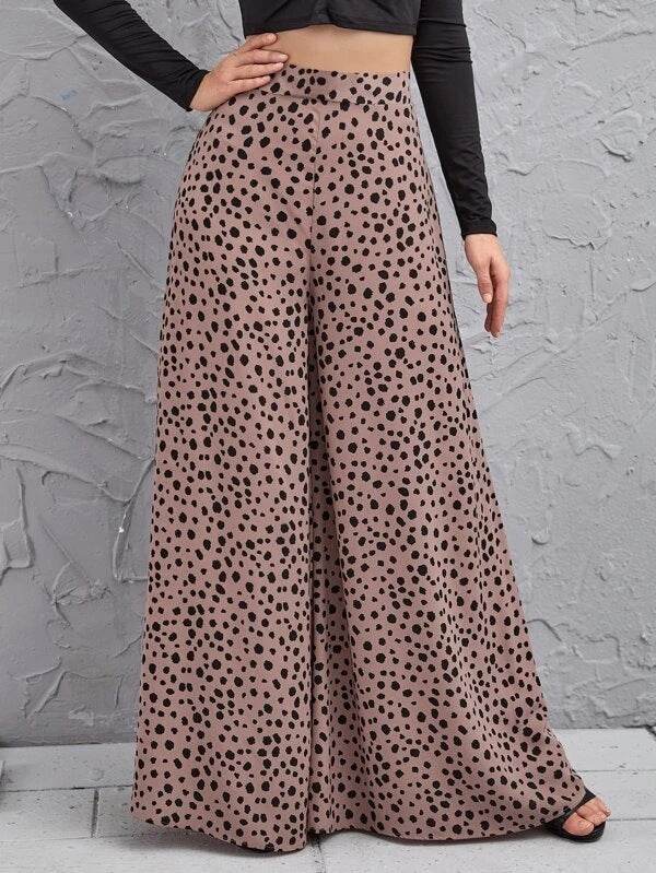 Elegant High Waist Leopard Print Trousers - Exquisite Ladies Swing Leg Pants ladys pants Distinguished Fine Apparel Pink 2XL