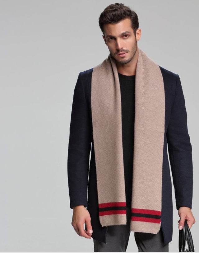 Scarf Cashmere Men's Casual Thick Warm Long Double-Sided gents accessorys Distinguished Fine Apparel M5108 Camel 30x180cm