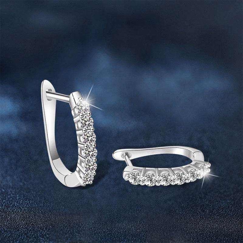 925 Sterling Silver U-shaped Earrings ladys earrings Distinguished Fine Apparel White Gold Color 925 Silver
