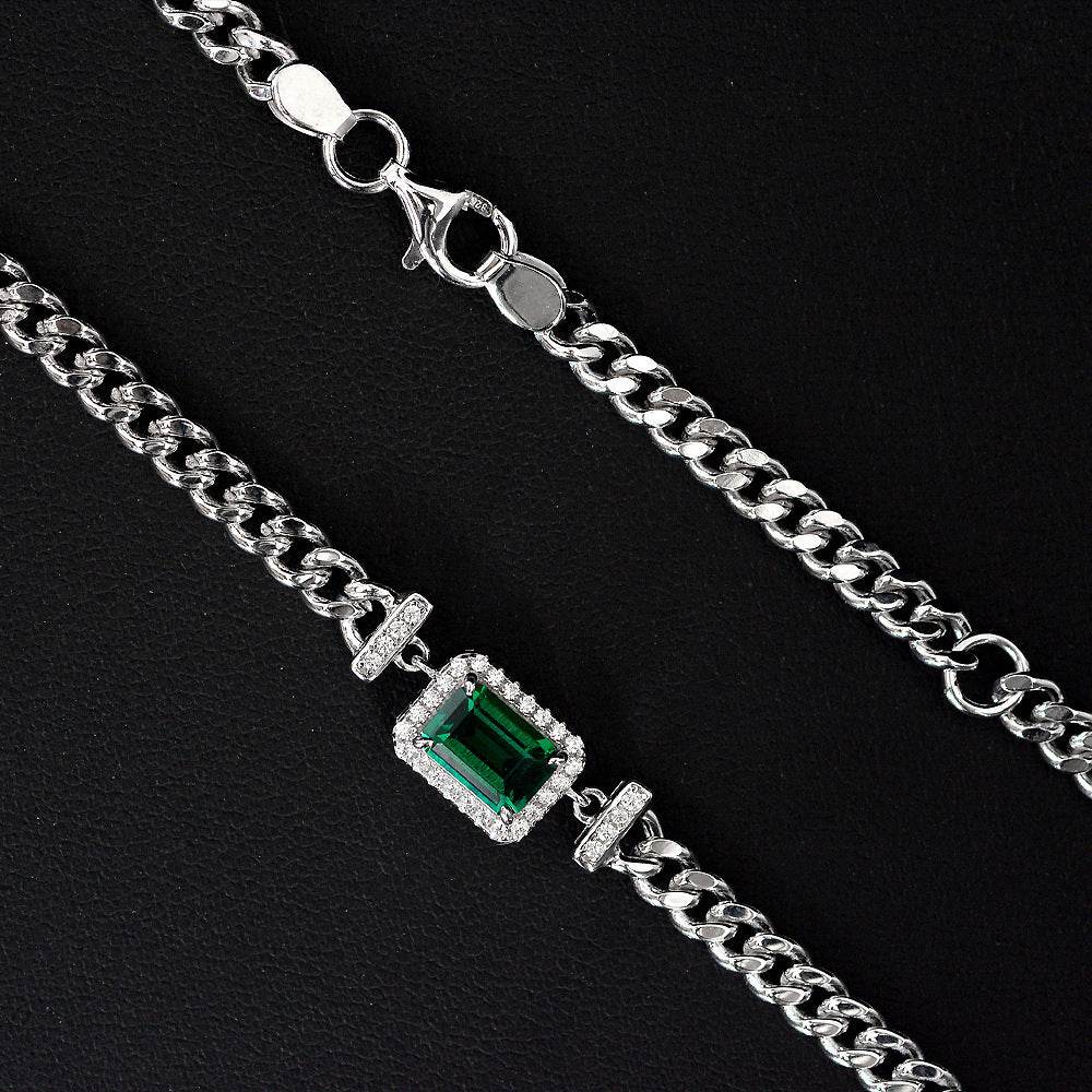 Distinguished ladies Emerald Pendant on 925 Silver Adjustable Simple Necklace Lady's accessory's Distinguished Fine Apparel