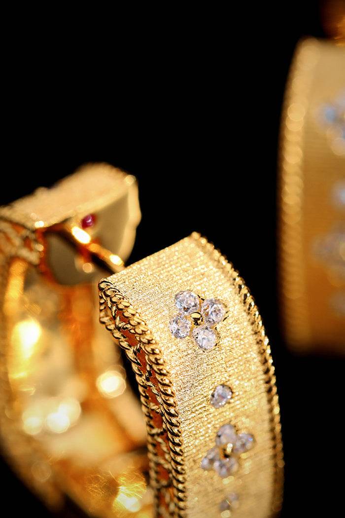 Vintage Court Style Wide Sparkling Brushed Earrings – Elegant Gift Jewelry ladys earrings Distinguished Fine Apparel