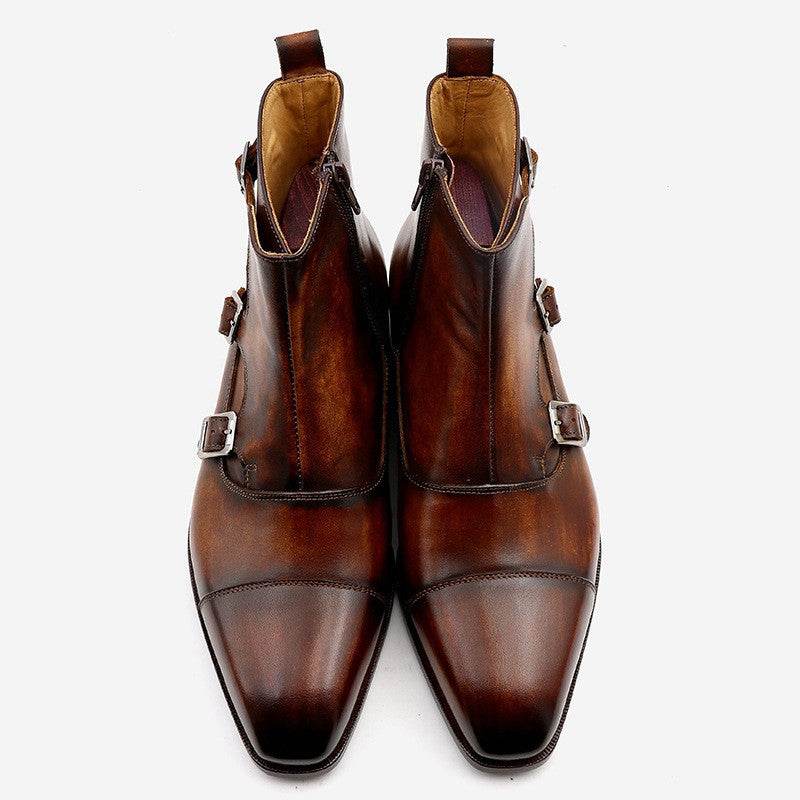Quality Gentlemen's Handmade Leather Boots Distinguished Design formal wear Distinguished Fine Apparel Brown 37