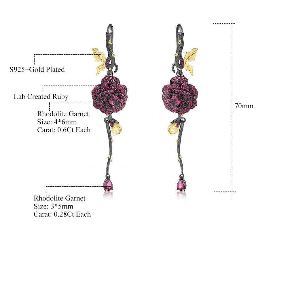 Arnet Sterling Silver Rose Earrings – Romantic Floral Gemstone Jewelry for Women ladys earrings Distinguished Fine Apparel