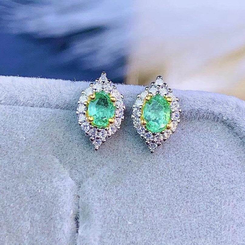 Natural Emerald S925 Silver Earrings – Timeless Green Gemstone Elegance for Women ladys earrings Distinguished Fine Apparel Green