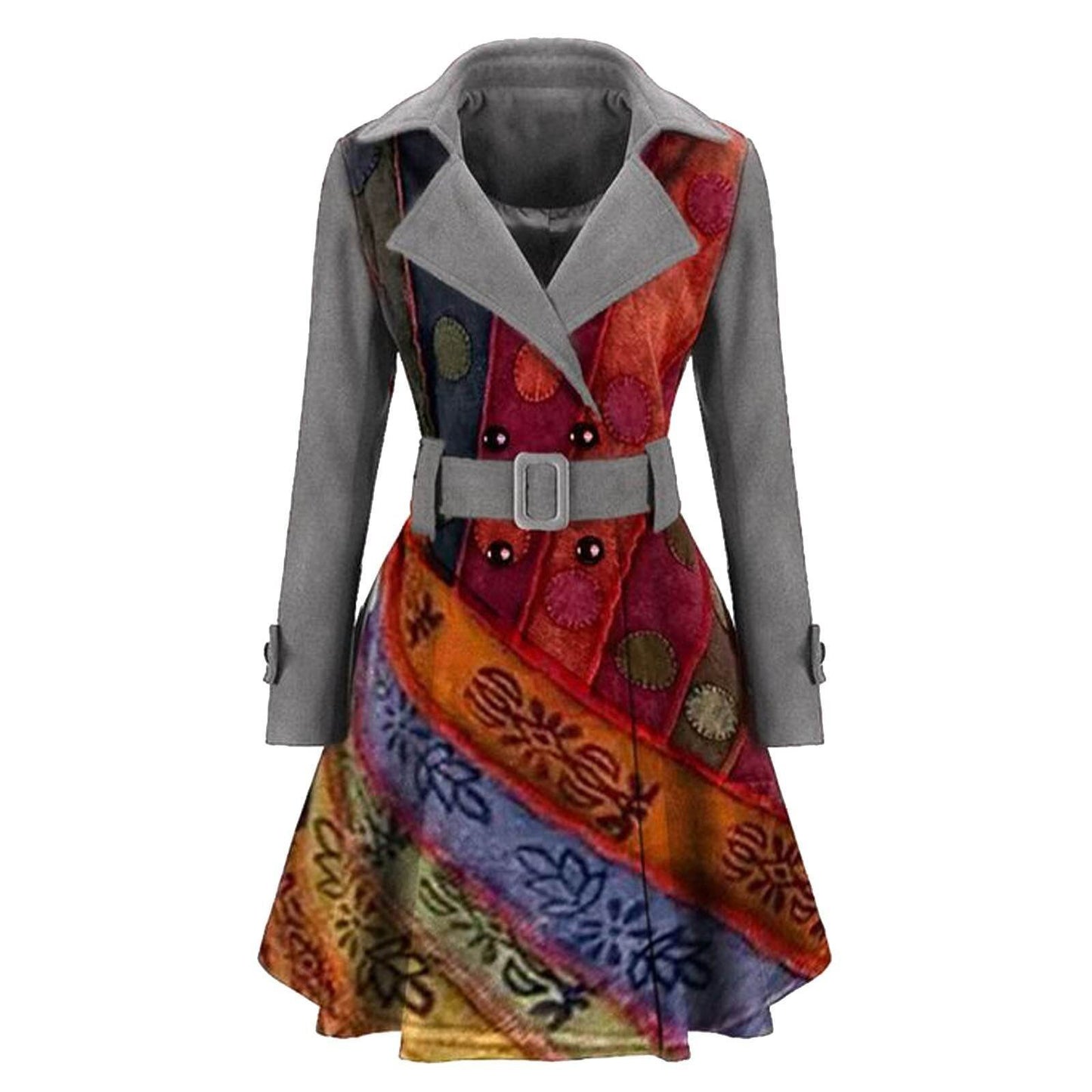 Eccentric Women's Winter Coat - Woolen Stylish and Modern dresses Distinguished Fine Apparel Grey L