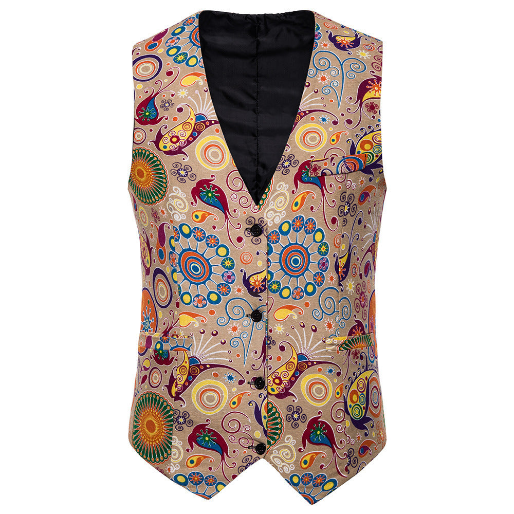 Men's Casual Ethnic Print Vest gents vest Distinguished Fine Apparel