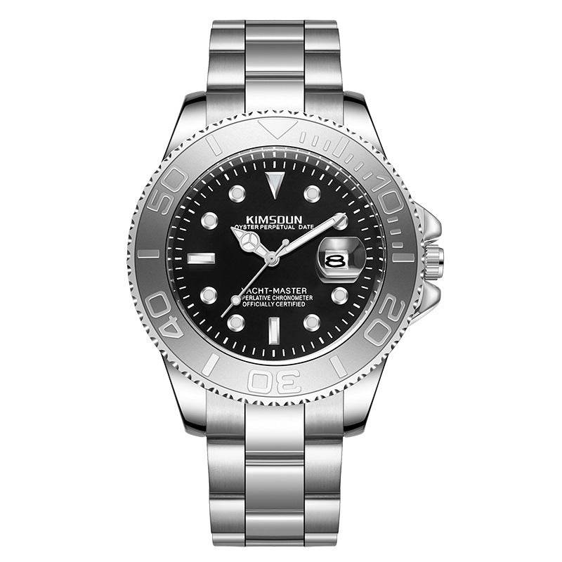 Gentleman's Fine Quality Luminous Waterproof Quartz Watch gents watches Distinguished Fine Apparel Silver Case Black Dial