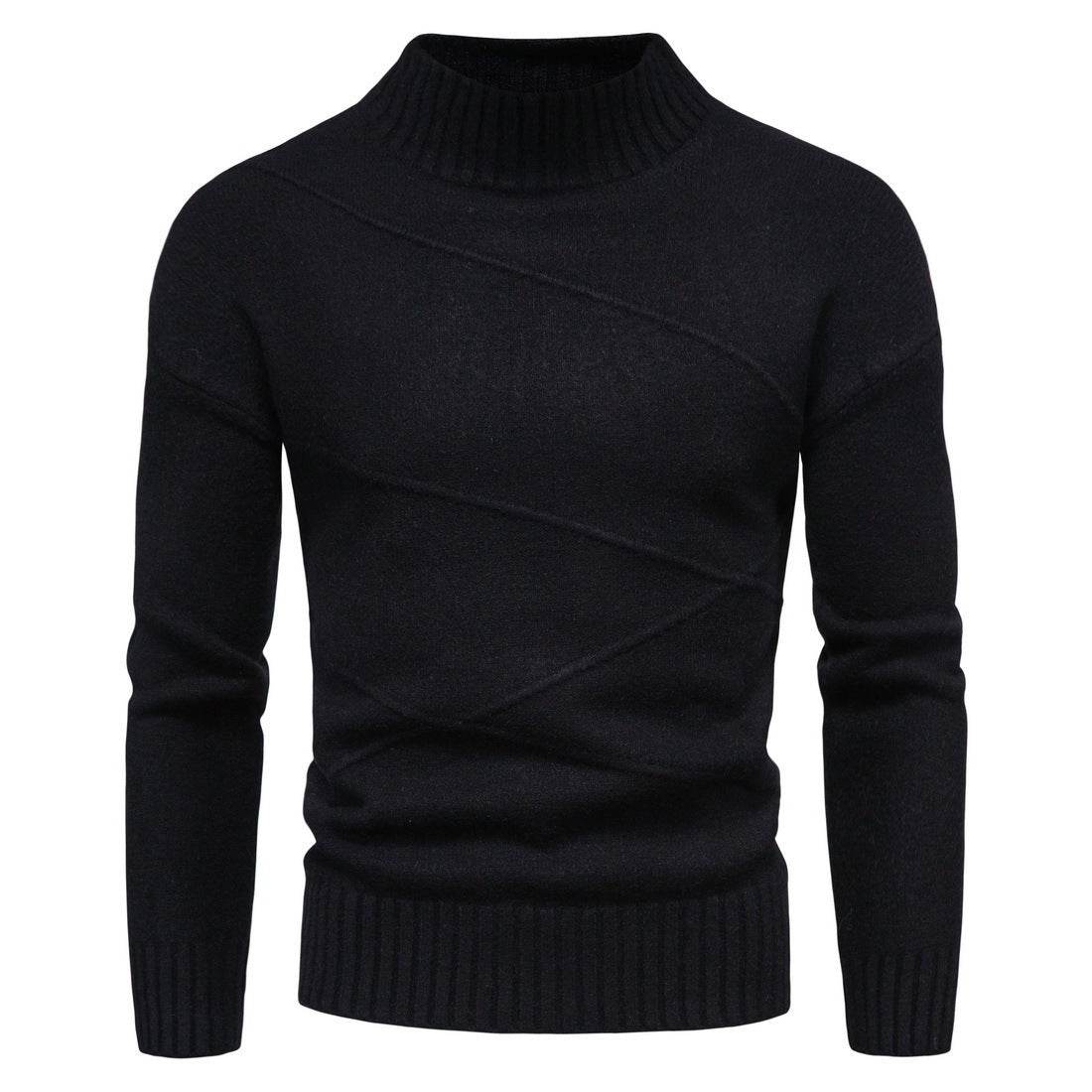 Autumn And Winter New Solid Color Pullover Men's Sweater gents top Distinguished Fine Apparel Black M