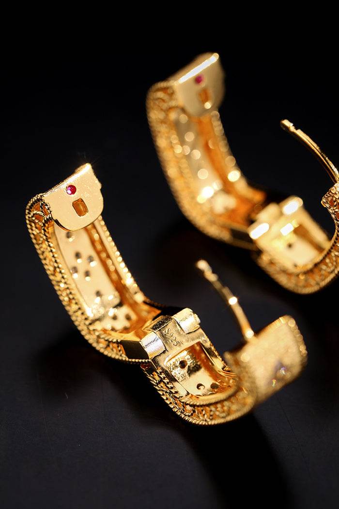 Vintage Court Style Wide Sparkling Brushed Earrings – Elegant Gift Jewelry ladys earrings Distinguished Fine Apparel