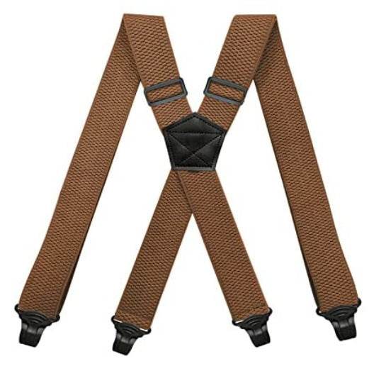 Men's Elastic Suspenders - Buckle Aviation Style Comfortable Support. formal wear Distinguished Fine Apparel Brown