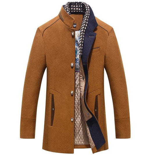 Men's Woolen Coat Thickened Scarf Collar Coat gents jacket Distinguished Fine Apparel
