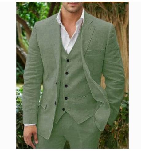 Men’s Linen Suit – Business Casual Style for Weddings & Summer Banquets gents suit Distinguished Fine Apparel