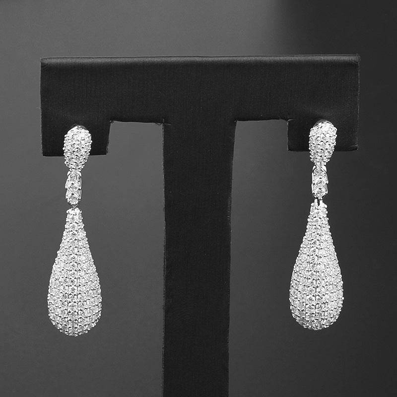 Long 925 Silver Water Drop Earrings – Sleek & Elegant Statement Jewelry ladys earrings Distinguished Fine Apparel
