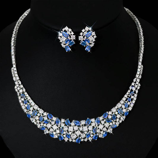 Simple Graceful Zircon Necklace & Earrings Set – Effortless Shine for Every Moment jewelry set Distinguished Fine Apparel