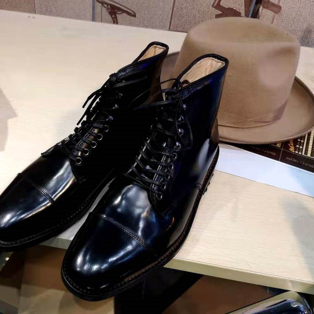 Three Joint Gentlemans Leather Shoes gents shoes Distinguished Fine Apparel Black 38