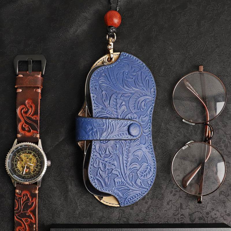 Ancient Look, Genuine Leather Case For Sunglasses gents sunglasses Distinguished Fine Apparel Blue