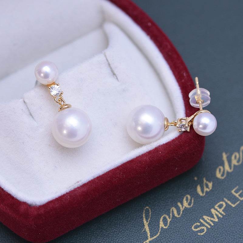 Freshwater White Double Pearl Stud Earrings – 6–11mm, Strong Luster & Perfect Circles ladys earrings Distinguished Fine Apparel