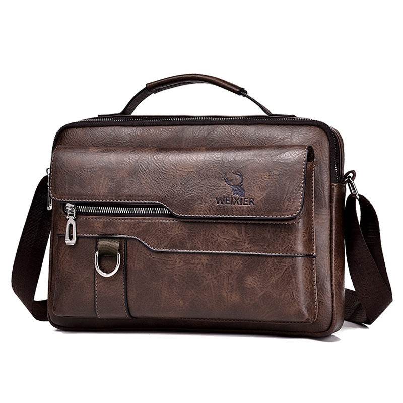 Men's Messenger Bag - Crossbody Bag Business Travel Casual Mens Bag Distinguished Fine Apparel Horizontal Style Dark Brown