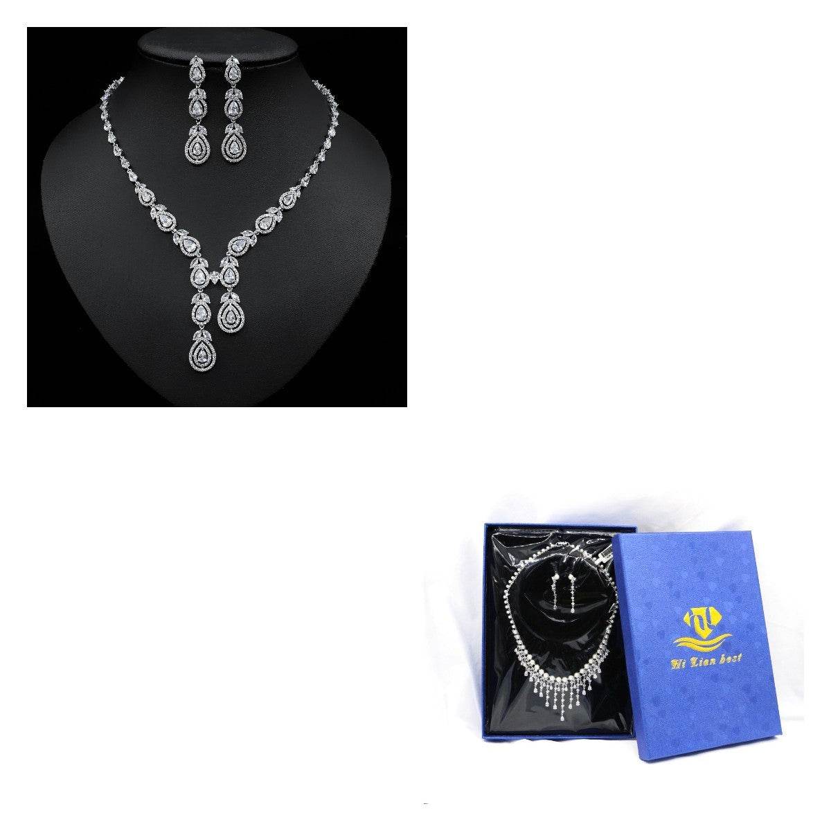 Elegant Temperament Jewelry Set – Chain Necklace & Earrings for Women jewelry set Distinguished Fine Apparel White With box