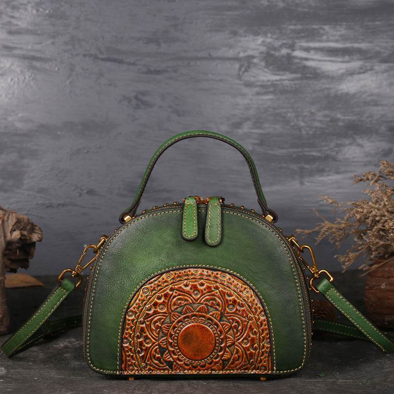 Vintage Leather Handbag - Functional Suede Leather ladys accessorys Distinguished Fine Apparel Green