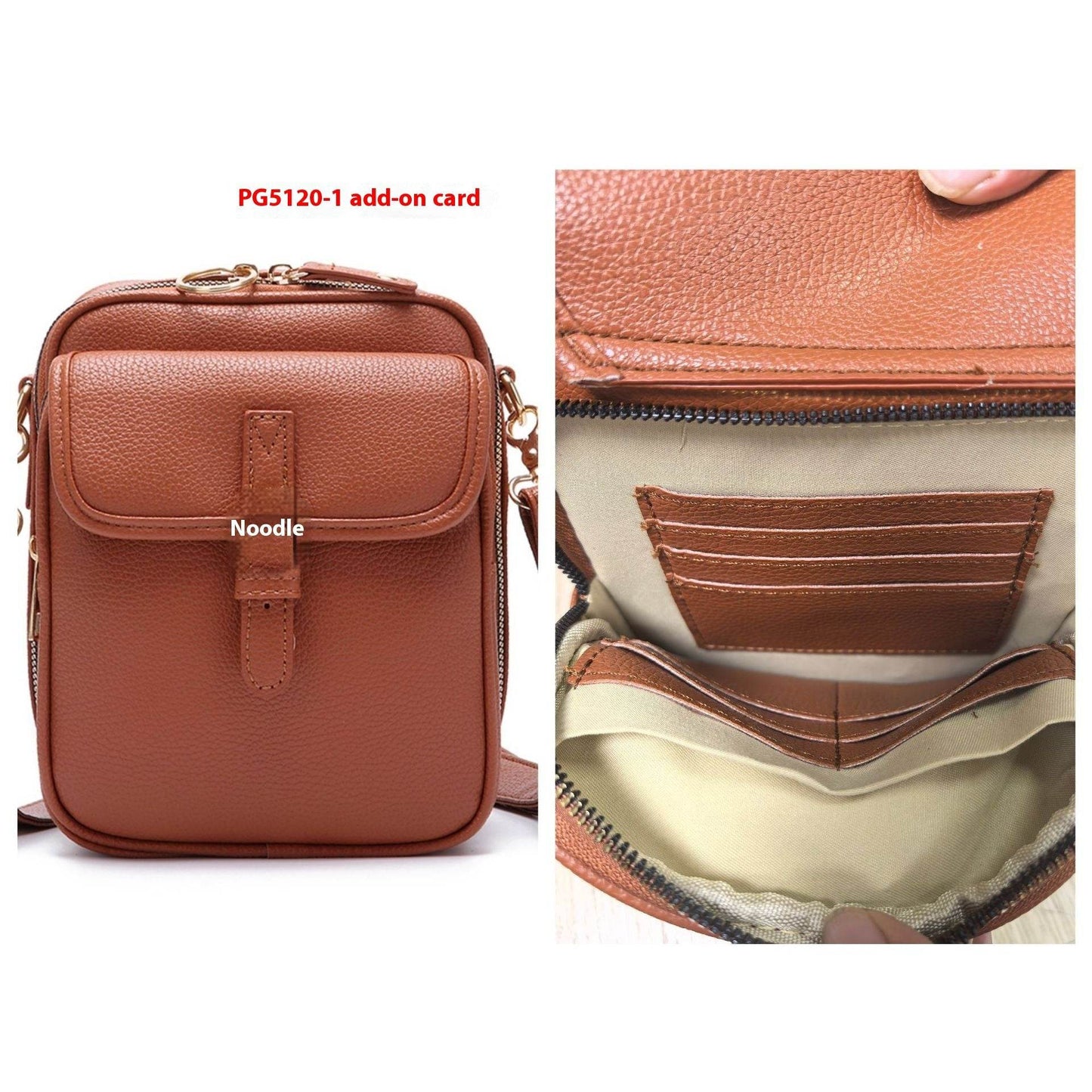 ladies Messenger Bag With 10 Card Inserts Retro Large Capacity Grate For Travel Ladies bags Distinguished Fine Apparel PG51201 Brown 10 Cards