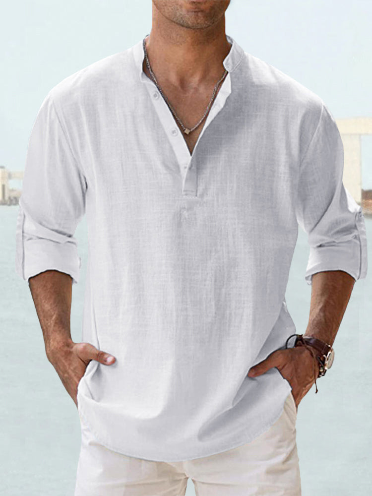 Men's Casual Linen Shirt - Spring Autumn Summer Wear Modern Gentlemen gents Shirts Distinguished Fine Apparel
