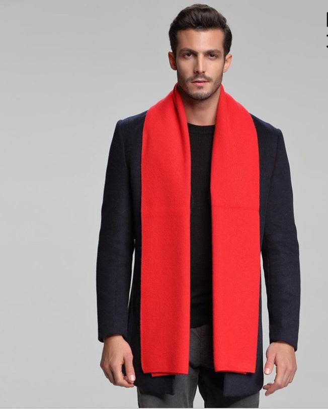 Scarf Cashmere Men's Casual Thick Warm Long Double-Sided gents accessorys Distinguished Fine Apparel M5107 scarlet 30x180cm