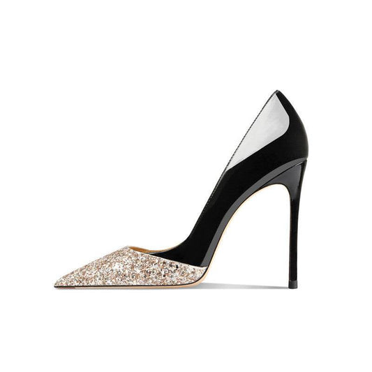Women's Gold stiletto's – Elegant High-Heel Footwear - Executive Statement ladys foot wear Distinguished Fine Apparel