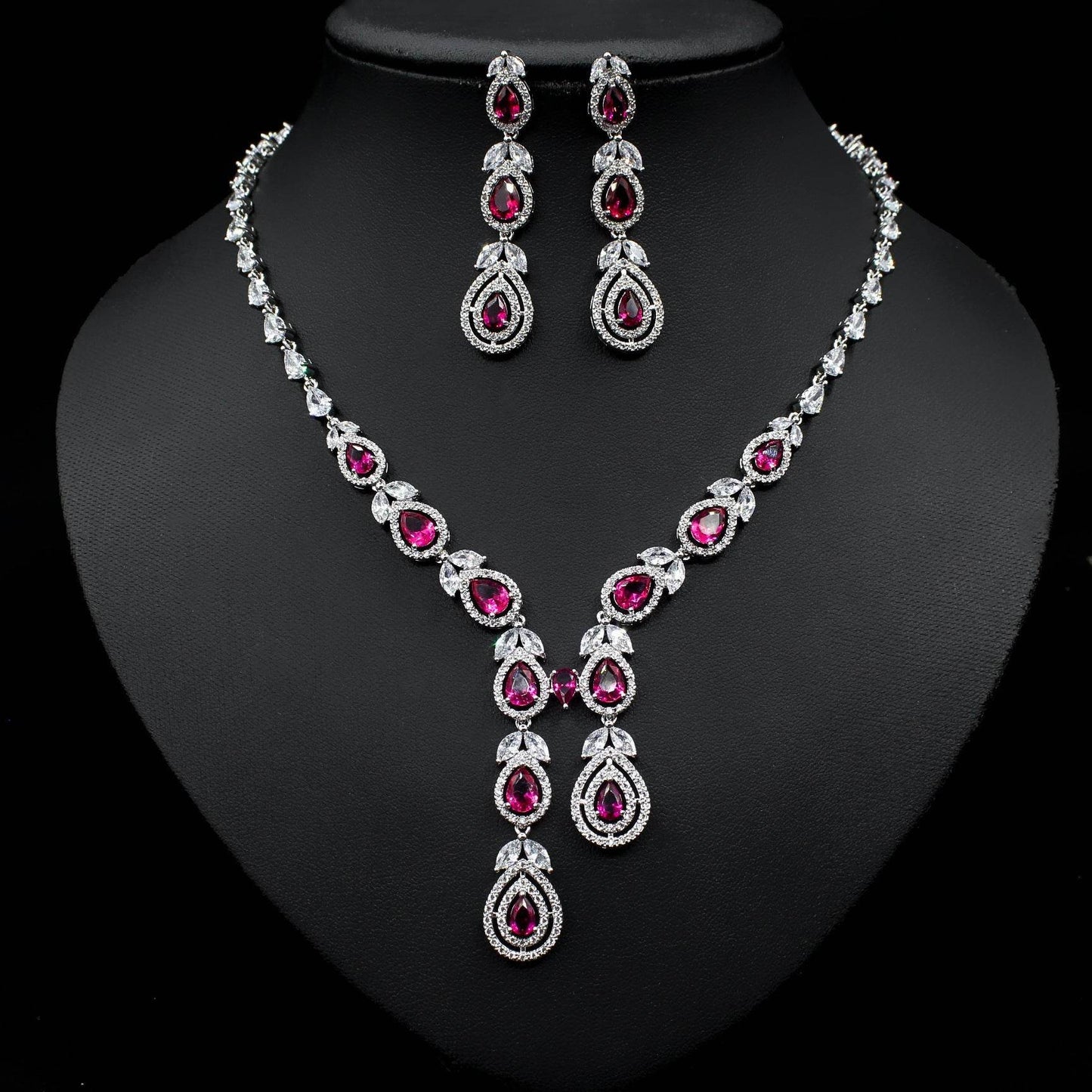 Elegant Temperament Jewelry Set – Chain Necklace & Earrings for Women jewelry set Distinguished Fine Apparel Red Necklace only no box