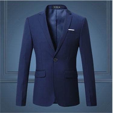 Spring And Autumn Solid Color Casual One Button Gents Coat gents jacket Distinguished Fine Apparel Navy Blue 2XL