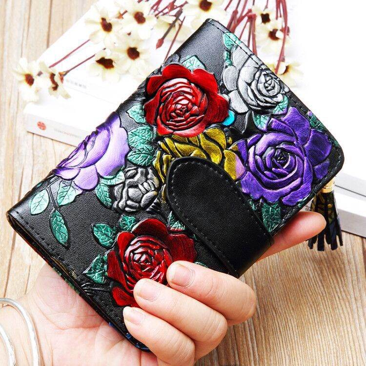 Roses For My Lady, Leather Wallet Short, Beautiful ladys accessorys Distinguished Fine Apparel