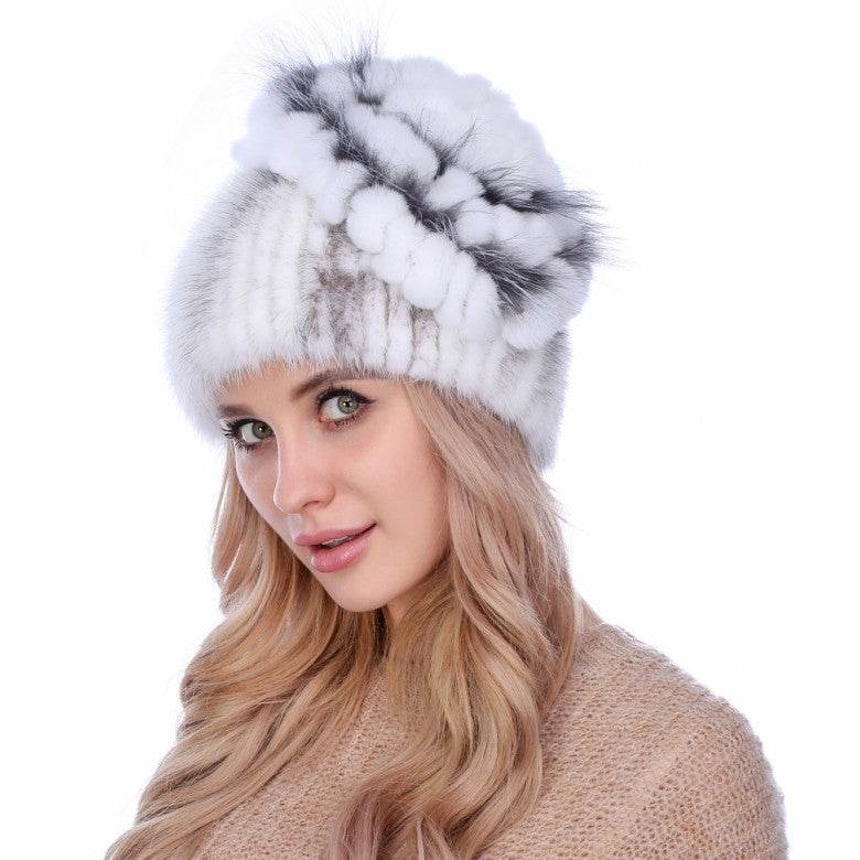 Women's Autumn And Winter Mink Woven Fox Fur Hat womens hats Distinguished Fine Apparel