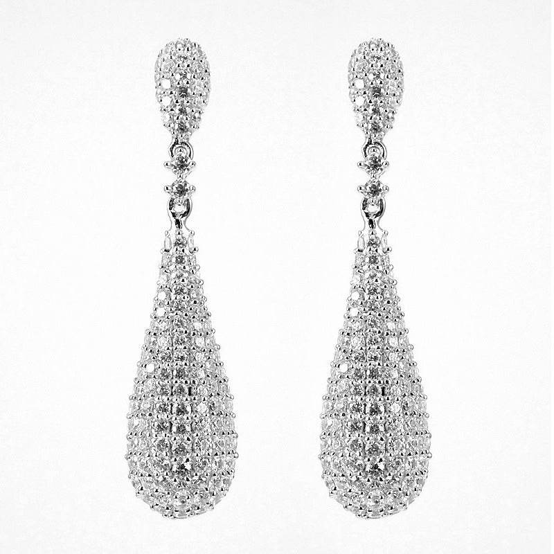 Long 925 Silver Water Drop Earrings – Sleek & Elegant Statement Jewelry ladys earrings Distinguished Fine Apparel 18k White S925 Silver
