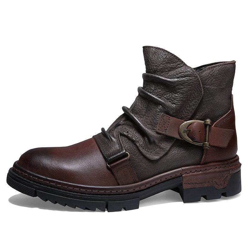 Steam Punk / Retro Wrinkle Genuine Leather Men's Boots gents shoes Distinguished Fine Apparel